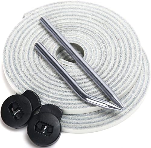 AliBall Baseball Glove Lace, 2 Pcs Authentic Cowhide Lace 79 Inch with 2 Glove Lacing Needle, Well Made and Easy to Use, Perfect Quick Repair Softball and Baseball Glove Repair Lacing Kit (White)