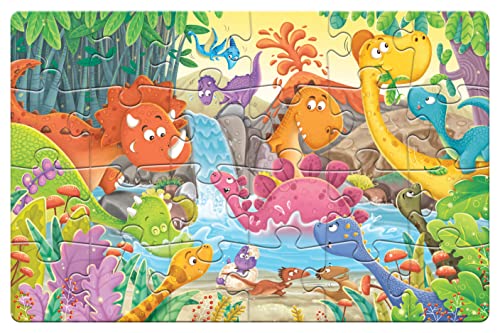 Image of Frank Dinosaur World Giant Floor Jigsaw Puzzle (24 Cardboard Pieces) for Preschool Kids - Fun & Challenging Brain Booster Games - for Focus and Memory | Age 3 Years Old & Above - 15307
