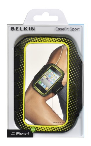 Belkin F8Z894cwC00 - Brazalete deportivo EaseFit Sport para iPhone (bolsillo para llaves, cinta ajustable, antisudor, material ligero), negro y amarillo