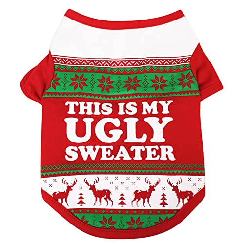 Qudai T-shirt do cão T-shirt do Natal do cão T-shirt do animal de estimação T-shirt do Natal dos cãe