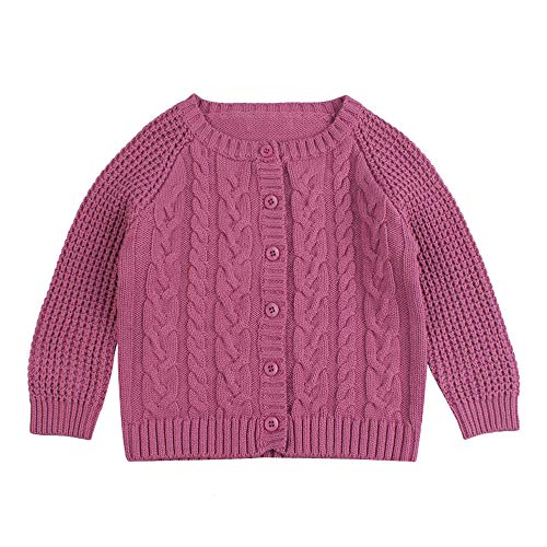 Winter Knitted Baby Girl Sweater Autumn Twist Cardigan Sweaters Cotton Infant Girls Cloths 3-18 Months (Purple, M)