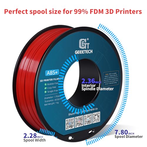 GEEETECH ABS+ Filament 1,75 mm, 3D Drucker Filament ABS 1KG Spool, Maßgenauigkeit +/- 0,03mm, Rot – Bild 4