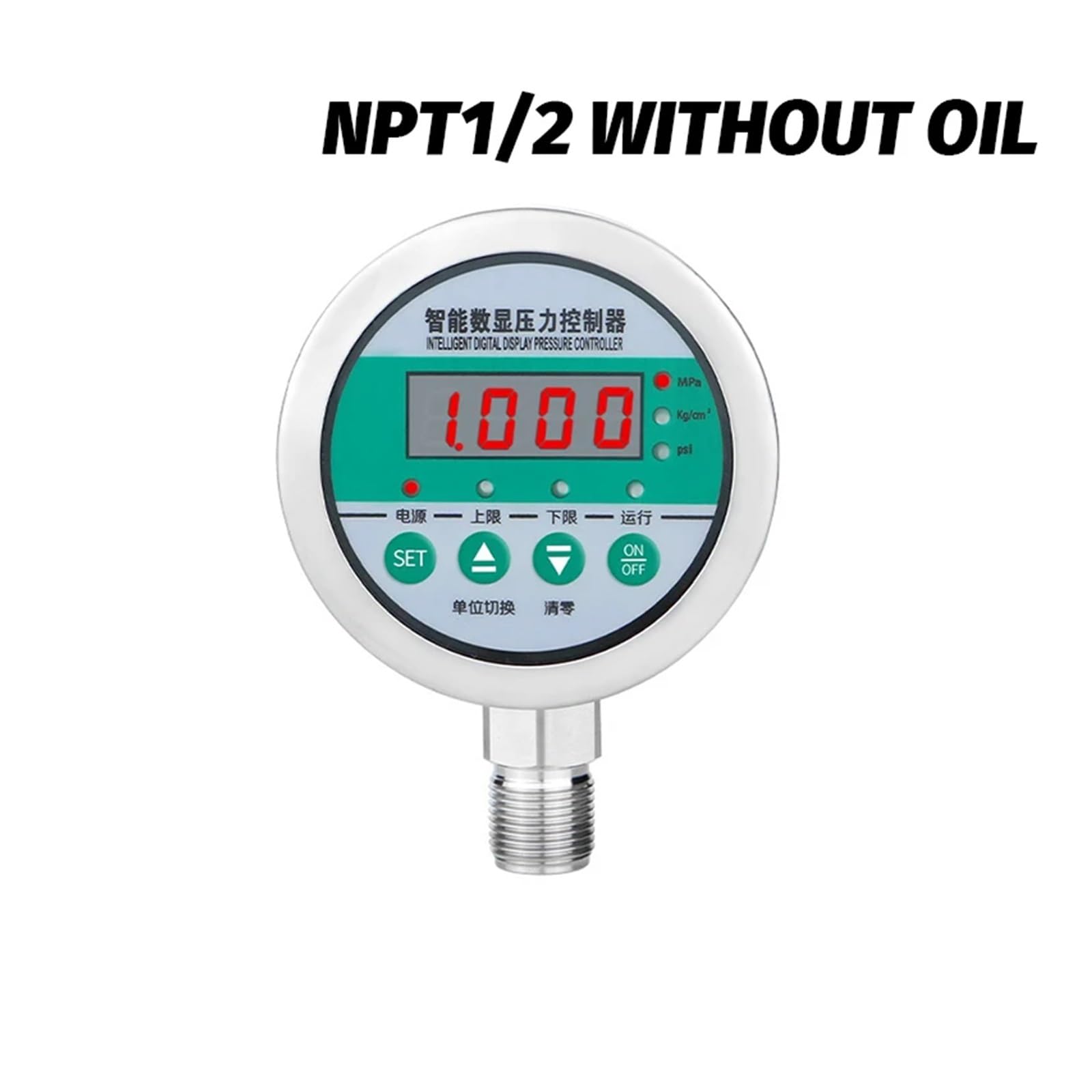 Presostat, Cyfrowy manometr 80mm 24V sterowanie ze stali nierdzewnej, przełącznik ciśnieniowy sprężarki oleju On-line i Off-line(NPT1-2 Bottom,0-10MPa)