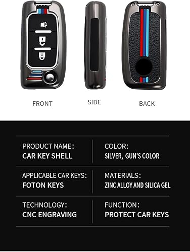 Miniatura 8 de HIBEYO Funda para llavero FOTON Tunland Auman TOANO SAUVANA Accesorios Aleación+Carcasa de TPU con llaveros Smart Remote Auto Key Protector-3