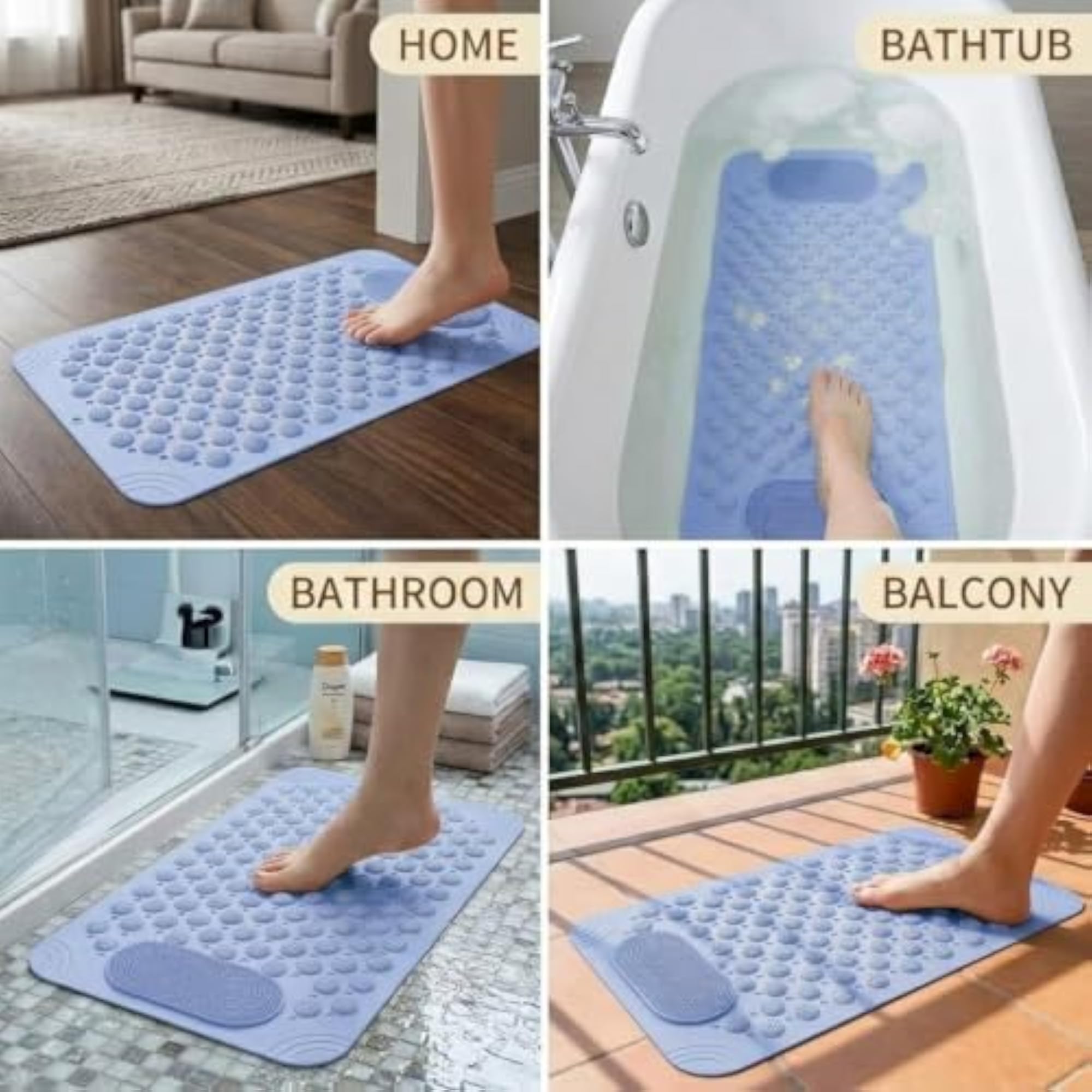 Silicone Bathroom Mat Rectangular Anti-Skid Floor Rug