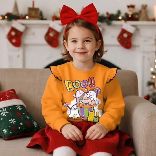 Long Sleeve Sweatshirt for Girls 1-8T Ruffle Shoulders Hoodie for Kids Soft Comfy Tops for Toddler Crewneck Top4