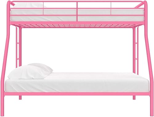 Miniatura 11 de DHP - Litera con cama individual arriba y matrimonial abajo, con armazón de metal y escalera