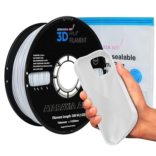 Image of ATARAXIA ART Flexible PLA Plus AA 1.75mm 1kg White Polylactic Acid (PLA) Filament