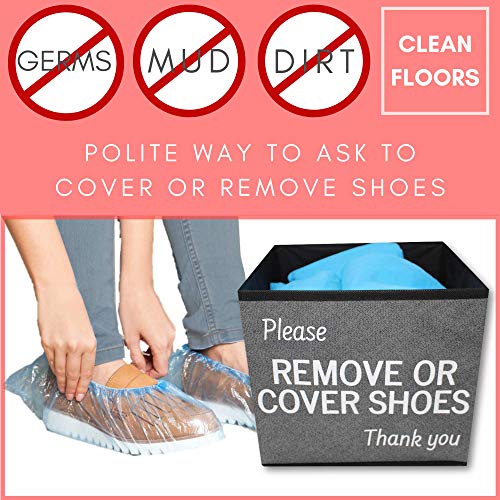 RE GOODS Shoe Cover Box | Disposable Shoe Bootie Holder For Realtor Listings and Open Houses | Please Cover or Remove Shoes Bin | Shoe Bootie Box