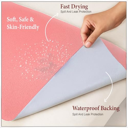 Image of GLUN Quick Dry Absorbent Baby Bed Sheet for Mattress Protector, Pack of 1 Baby Pink Bed Sheet, Size 70x100cm, Waterproof, Quick Drying Material, Anti-Itching Cloth