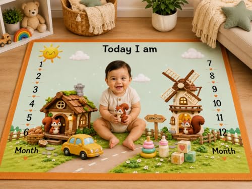 Image of NEW COMERS Milestone Baby Blanket for All Season Play Mat, Super Soft Foam | 3 Layer Thick Mat Blankets for Kids /New Born Monthly Photoshoot