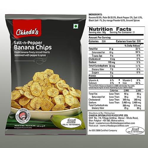 Image of Chheda's Salt N Pepper Banana Chips - Crispy Banana Chips (350g Pack of 1)