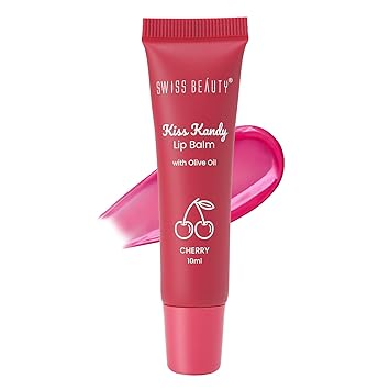 Swiss Beauty Kiss Kandy Lip Balm with Olive Oil | Moisturising | Non-Sticky | Soft & Smooth Lips | Shade - Cherry, 10ml - image, photos