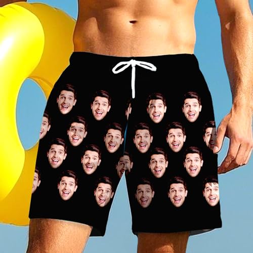 FunStudio Custom Mens Swim Trunks Personalized Quick Dry Beach Board Shorts with Face Gift for Men Dad Boyfriend Husband3