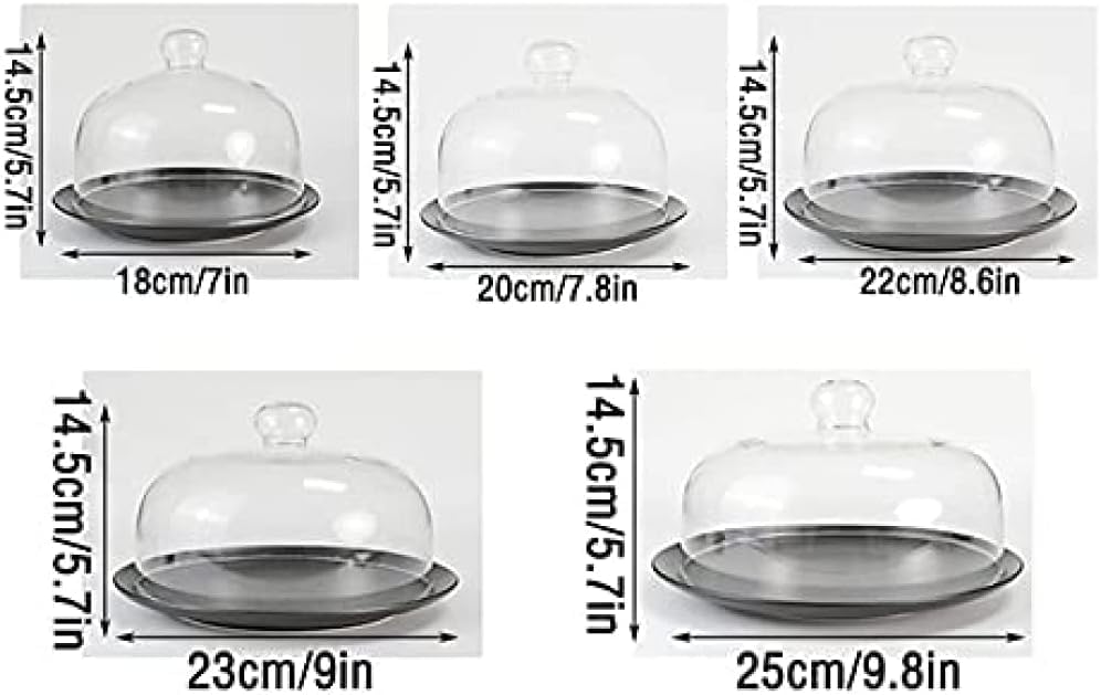 Copertura per forno a microonde, in vetro borosilicato, copertura anti-schizzi con impugnatura facile, lavabile in lavastoviglie, cupola multifunzione per torte, 22 cm