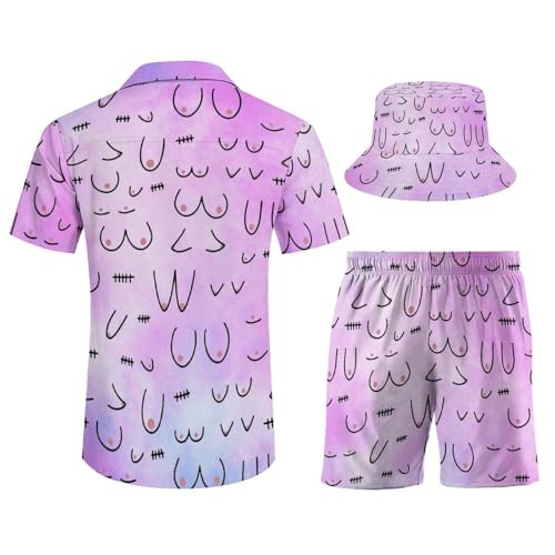 Adugen Origei Men's Pomeranians Pattern Button-Up Shirt Hawaiian Shirt Party Beach Suit Fisherman's Hat2