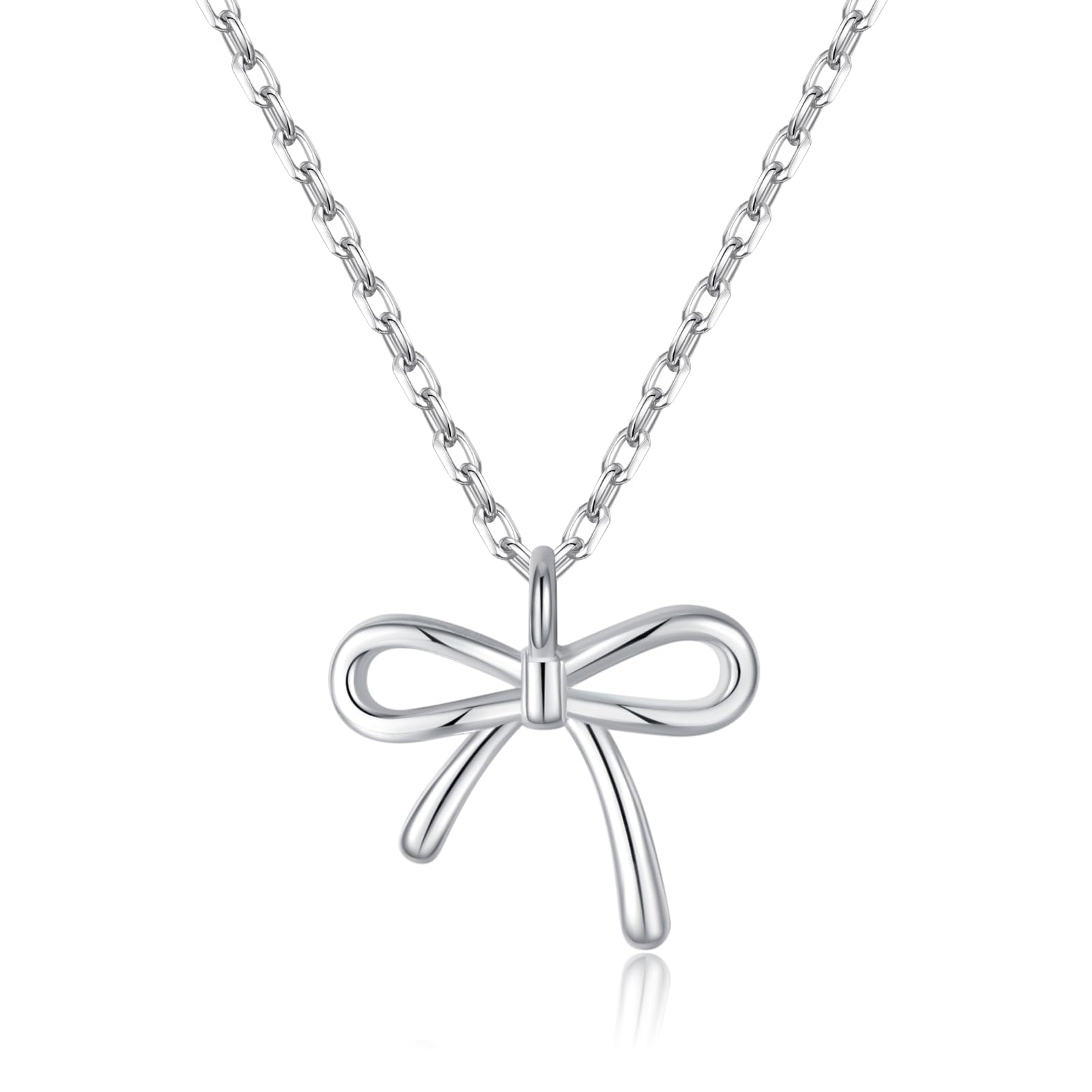 SLUYNZ Solid 925 Sterling Silber Schleife Halskette Kette für Damen Mädchen Schleife Anhänger Halskette Ketten