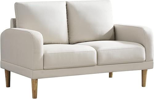Husbedom Sofá biplaza de 50 pulgadas de ancho sofás pequeños para espacios pequeños sala de estar dormitorio brazos rectos fácil montaje sin
