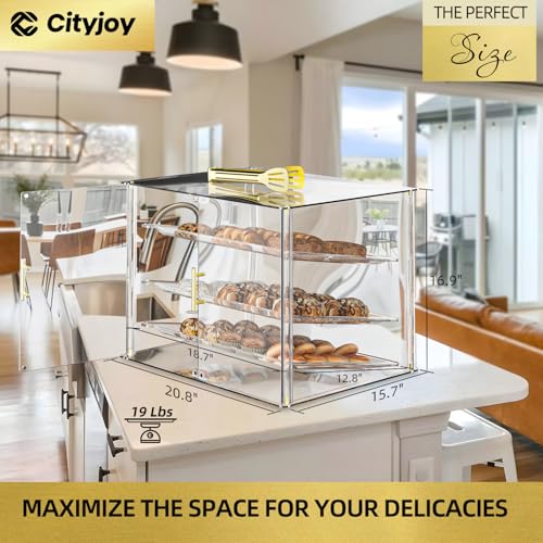 3 Tier Commercial Countertop Pastry Display Case，Bakery Display Case with Removable Shelves Clear Acrylic Countertop Dessert Display Cabinet for Donuts, Cakes, Pastries by Cityjoy - Image 7