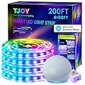 TJOY 200ft Smart Led Strip Lights for Bedroom, Alexa Light Strip,2835 RGB Color Changing Music Sync Rope Lighting with App Remote,Multi-Color Wireless Led Lighting for Bedroom (APP+Remote+Voice)