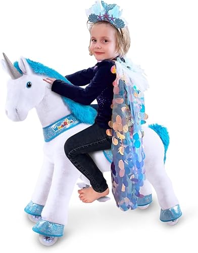 Miniatura 15 de WondeRides Caballo de juguete para pasear a caballo, tamaño M 4 para edades de 4 a 9 años (36 pulgadas de altura), unicornio mecánico con ruedas