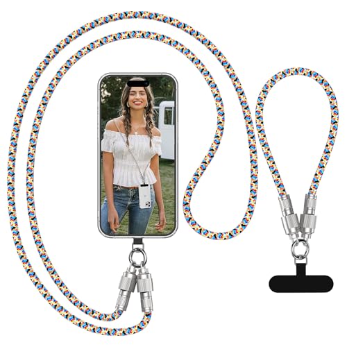 Phone Lanyard Built-in USB-C to USB-C Fast Charging Cable 2Pack 65W High Speed Nylon Data Transfer Cord Crossbody Wrist Strap for iPhone 17 16 15 Samsung S25 S24 Ultra/FE Moto Razr/Edge 2025 Pixel 10