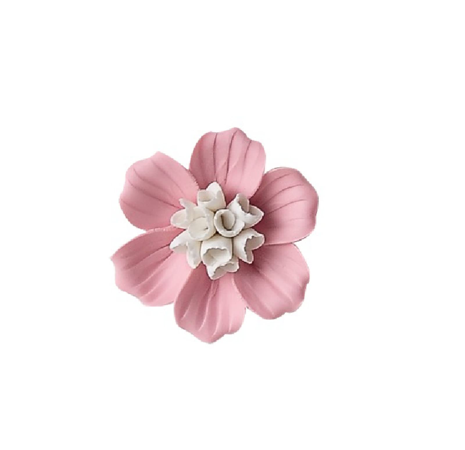 KJOLWHCQ Elegant Handcrafted Ceramic Flowers Pink Impatiens Flowers Sculpture Home Hanging 3D Wall Art Decor for Living Room Bedroom