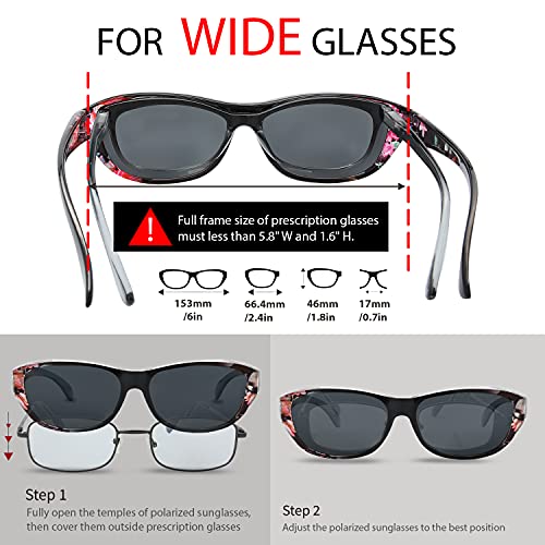 Image of The Fresh High Definition Polarized Wrap Around Shield Sunglasses for Glasses - Leather Eyeglasses Case