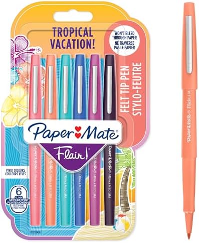 Paper Mate Flair Felt Tip Pens, Medium Point (0.7mm), Assorted Colors