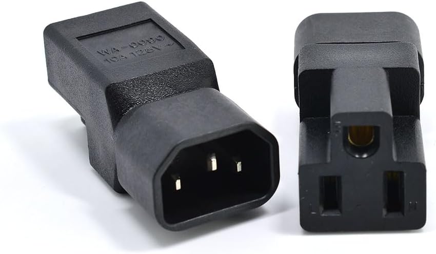 Dracaena.io 2 Pack IEC320 C14 Male to Nema 5-15R PDU USA UPS Extension Power Plug Adapter, IEC C14 Male Plug to Nema 5-15R US 3 Pin Female Power Adapter Connector