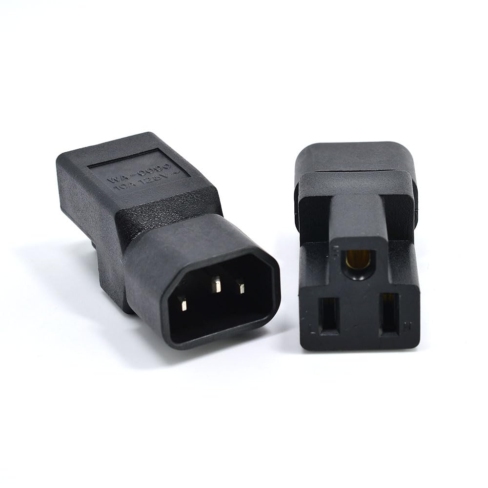 Dracaena.io 20 Pack IEC320 C14 Male to Nema 5-15R PDU USA UPS Extension Power Plug Adapter, IEC C14 Male Plug to Nema 5-15R US 3 Pin Female Power Adapter Connector