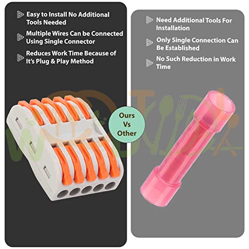 Image of Splicing Wire connectore - Electrical Wire Connectors - 5 to 5 Circuit Inline Splices - Fast Connection Terminal (4pcs, 5 to 5 Inline, Orange)
