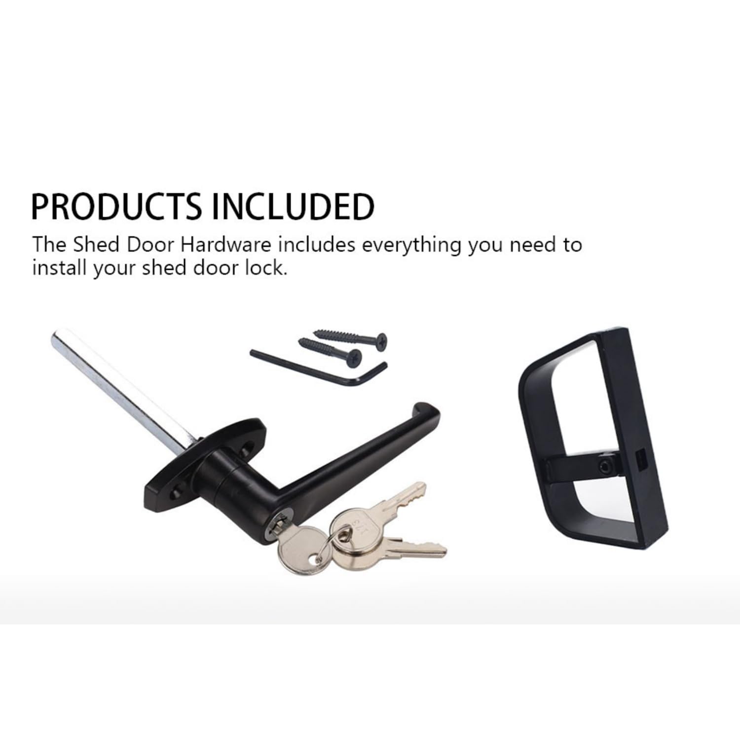 QZATACAEN Shed Door Lock L-Handle Lock kit Keyed Alike Keys and Screws - Image 3