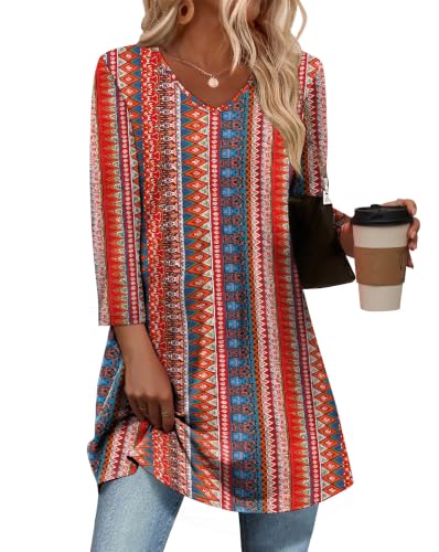OFEEFAN Boho Womens Clothing Winter Womens Christmas Tops With Leggings T Shirts For Women Floral 01 XL