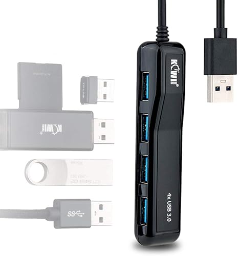 Divisor de concentrador USB 3.0 de 4 puertos, adaptador multipuerto USB extendido (no compatible con carga), concentrador de datos USB compacto (5