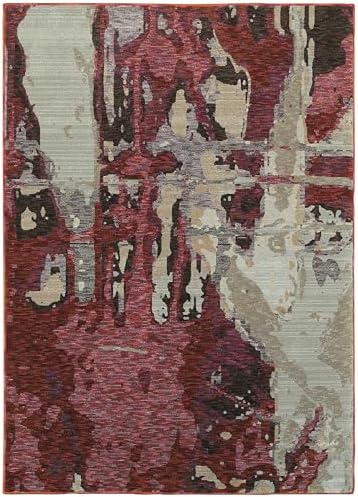 Oriental Weavers Evolution Area Rug - 8028B - 10' x 13'2" - in Red/Beige - Modern Style, Stain Resistant, Family and Pet Friendly, Family, Dining, Living Room Rug