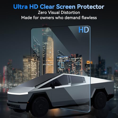 Image of Tempered Glass Screen Protector for Tesla Cybertruck 2024-2026, 18.5 inch Front Back Screen Protector [HD & Anti-Fingerprint & 9H] with Alignment Frame -Glossy