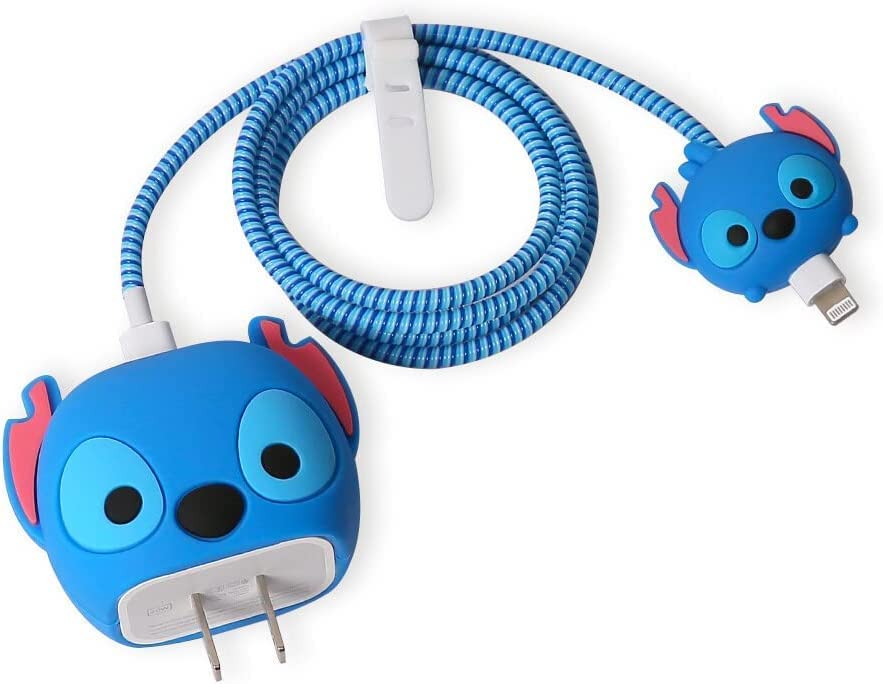 VEKTA, Cartoon 3D Design Protective Case for 18W 20W iPhone 14 13 12 11 Pro Max Fast Charging Cable Adapter Charger, Cute Cartoon Lightning Data Cable Case for iPhone Charger, STEVENS