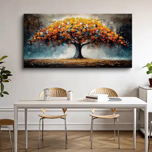 KELIYUAN Large Wall Art For Living Room Canvas Wall Decor For Bedroom Office Restaurant Mural Abstract Tree Landscape Wall Pictures prints Artwork Ready To Hang Modern Aesthetic Home Decor 24x48In