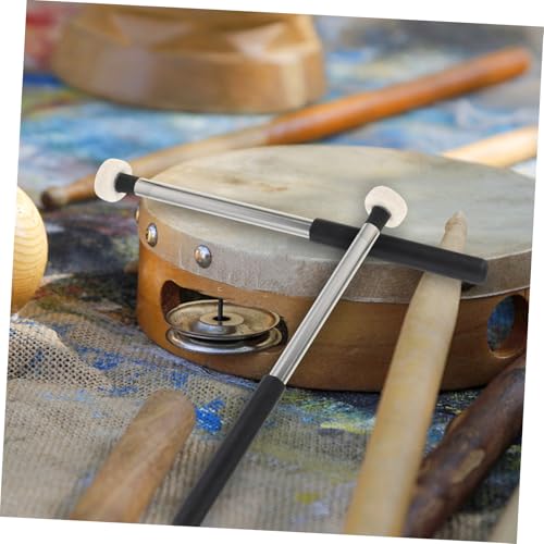 Conjunto portátil de baquetas Abaodam, 2 piezas, con mango de metal antideslizante y cabezas de fieltro, ideal para tongue drum, percusión y accesorios musicales para niños miniatura 6