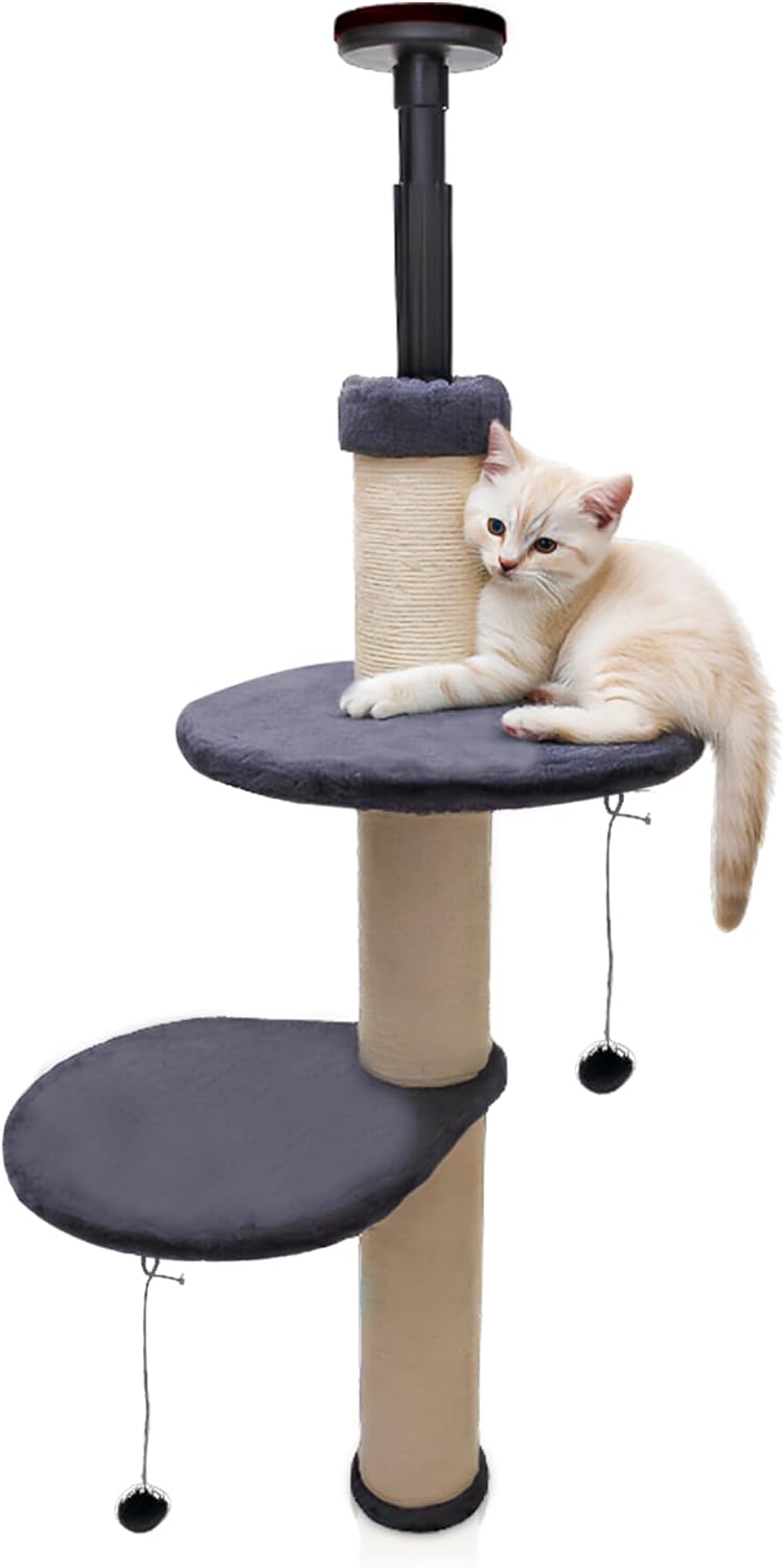 Window Cat Tree & Small Cat Tower (104.5-120.5cm) – Adjustable Cat Window Perch & Shelf for Indoor Cats – Sturdy Window Sill Extender Seat for Large Cats
