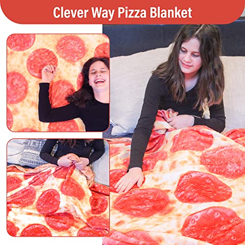 Pizza Blanket Pepperoni Fleece Large 71" Thick 300 Gsm Extra Soft 2 Design Double Print With Crust Calzone Adult And Children Throw Blanket Bedroom Blanket #TOP4