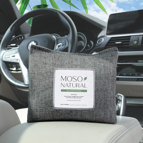 Image of MOSO NATURAL Unscented Air Purifying Bag A Scent Free Odor Eliminator For Cars, Trucks And Suvs. Premium Moso Bamboo Charcoal Odor Absorber 300 G (Pack Of 1) Black, Long Lasting| Lasts up to 2 years!