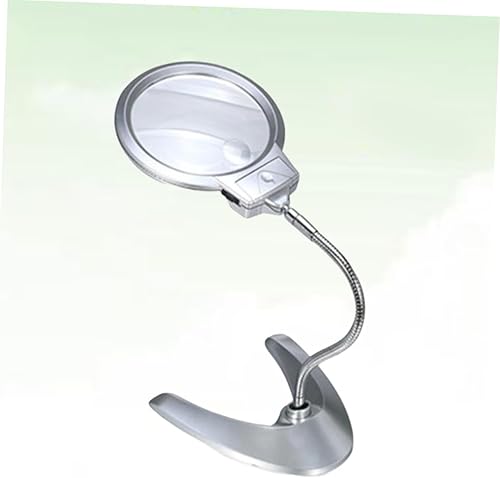 Miniatura 3 de Uonlytech Lupa de mesa de luz de vidrio Lupa iluminada Lámpara de mesa con soporte de luces Lámpara de trabajo Lámpara de escritorio de vidrio Luz