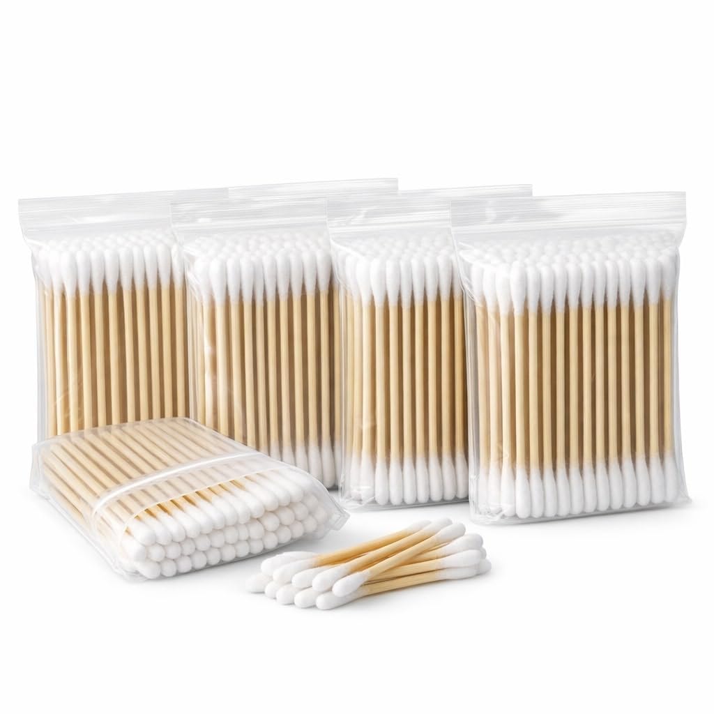 500 Pieces Ear Wax Cleaning Buds | Bamboo Cotton Swabs | Eco Friendly Biodegradable Plastic Free | Wooden Paper Stick Safety Tips | Baby Makeup Removal-image-12