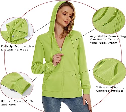 Tacvasen Casual Fleece Lined Hoodie For Women Comfy Solid Winter Warm Hiking Long Sleeve Sweatshirt O-Green, Xl #TOP4