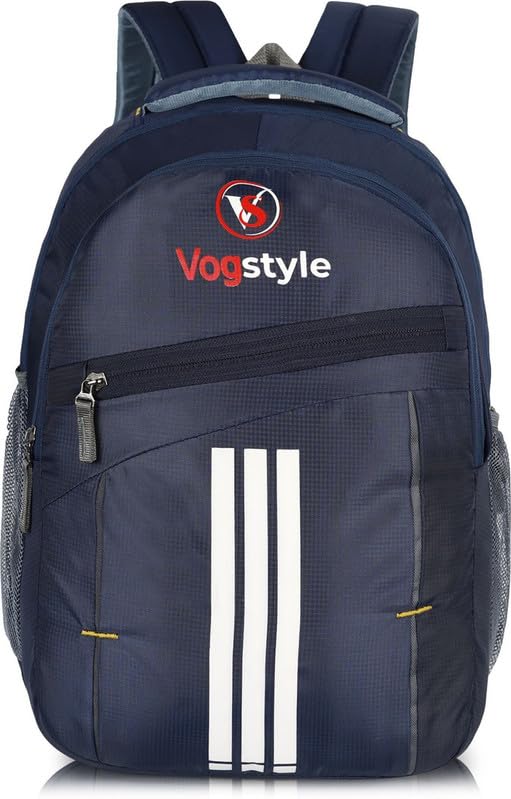 School Backpack with Zipper Closure | 3 Strips Pattern Unisex Casual Bags With Side Bottle Pocket | Ideal For Collage, Office & Travel (30L Capacity)-image-41