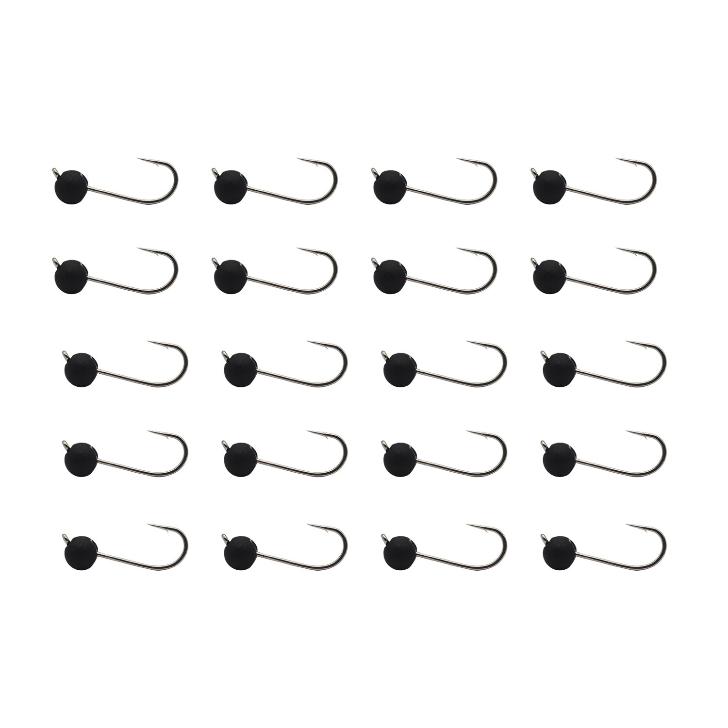 ALICHINO Tungsten Fly Tying Jig Heads for Fly Fishing Small Round Ball Crappie Jig Heads Tungsten Nano Jigs Kit Tungsten Beads with Hook (Anodized Black 20pcs, 4mm, 1/50oz #12)
