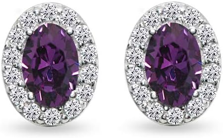 Sterling Silver 6x4mm Oval Halo Stud Earrings Made with European Crystals - Image 2