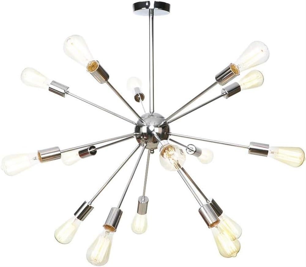LYMSXAZOU Modern Chandelier Lighting 15-Lights LED E27 Edison Pendant Lights Mid Century Ceiling Light Fixture Black/Rose Gold/Chrome Hanging for Hallway Bar(Chrome)